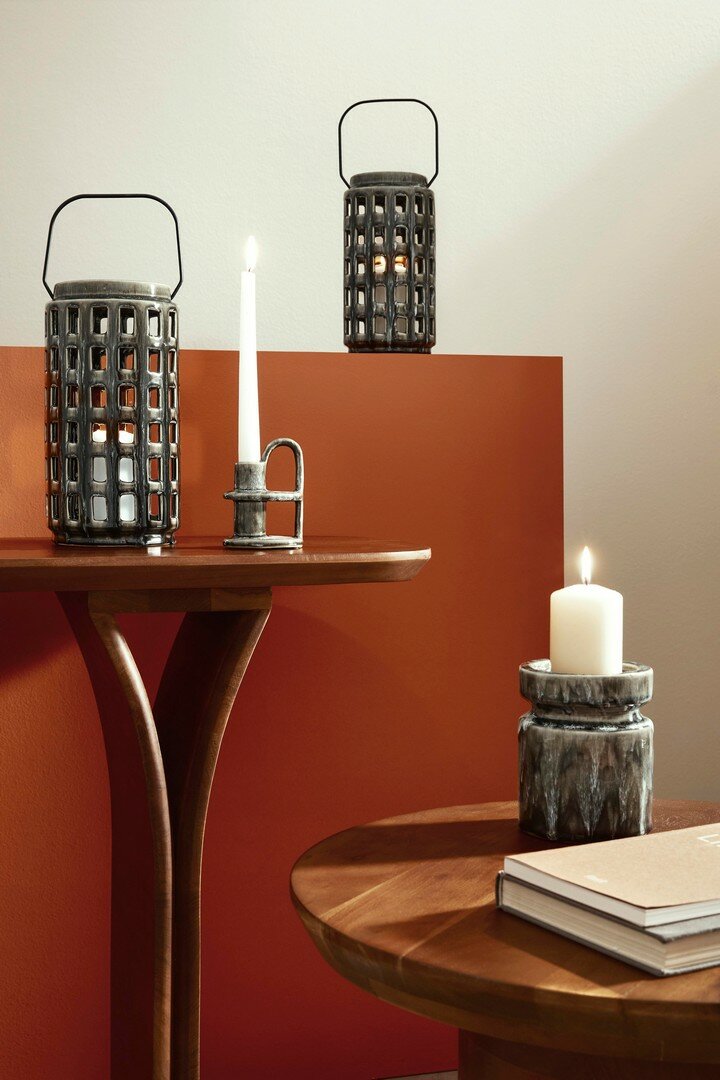 DARREH RO GREY CANDLE HOLDER 1P H25