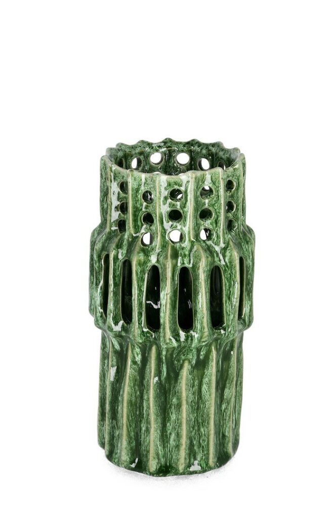 NAGAL CYL GREEN VASE HOLD. H20