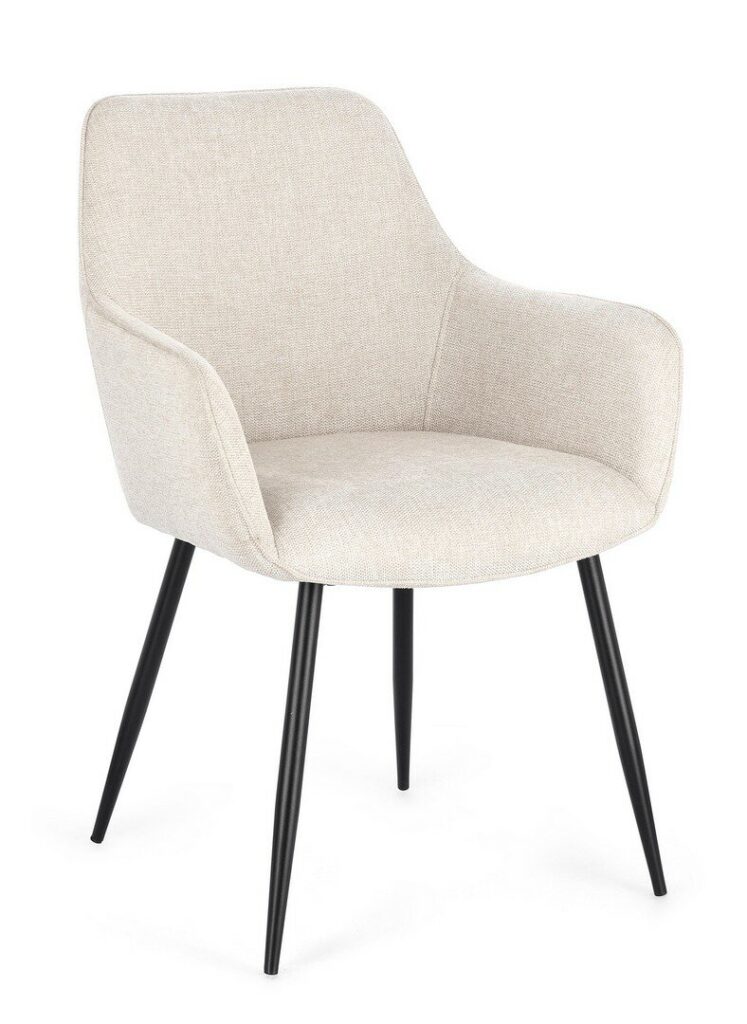 CORA BLACK/BEIGE CHAIR W-ARMRESTS