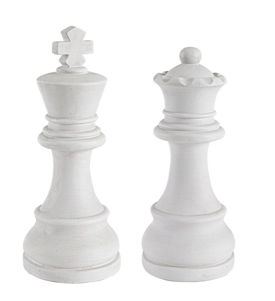 DÉCORATION ÉCHECS ROI-REINE BLANC ASST2