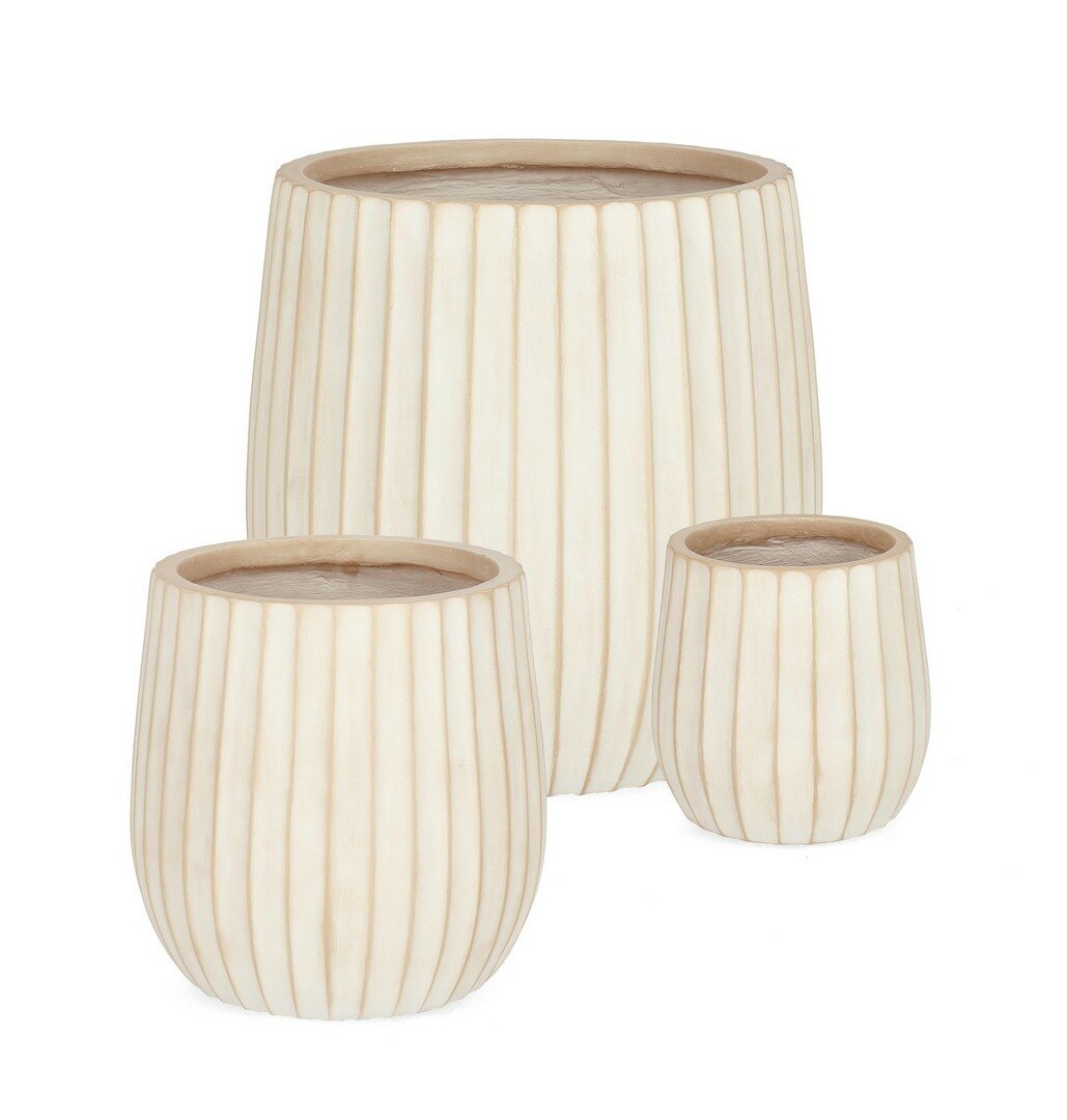 GROOVY SET3 LOW BEIGE VASE HOLDER