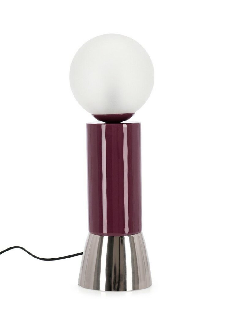 LÁMPARA MESA MALTON PLATA ROJO H47